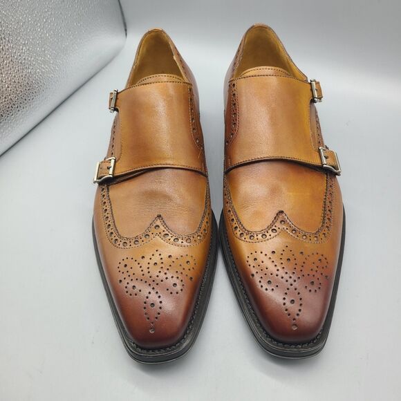Magnanni  mens shoes Yuma Wingtip Double Strap Monk Brogue Brown  US 11/ 44 NEW main image 6